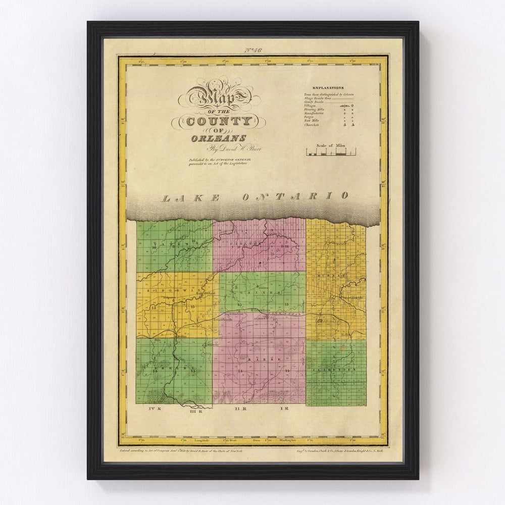 Orleans County Vintage Map 1829