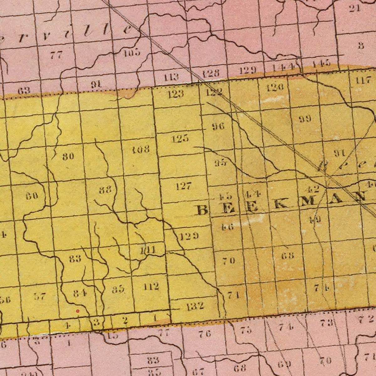 Restored historic details from the 1829 county map of Clinton County, New York