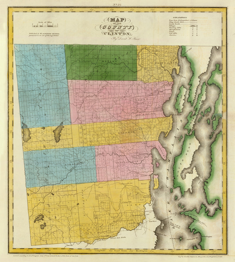 Size comparison using Vintage Map of Clinton County, New York 1829