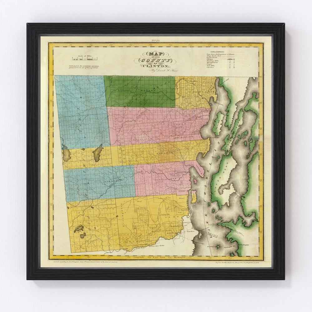 Clinton County Vintage Map 1829