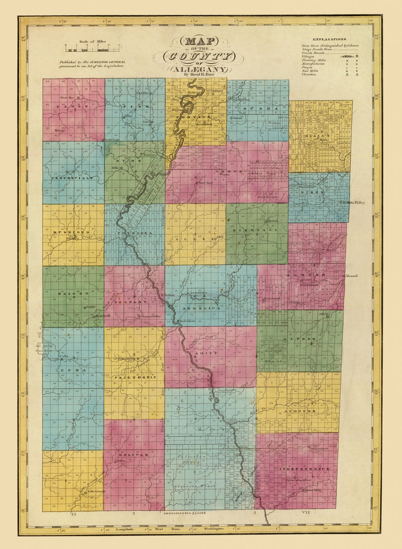 Size comparison using Vintage Map of Allegany County, New York 1829