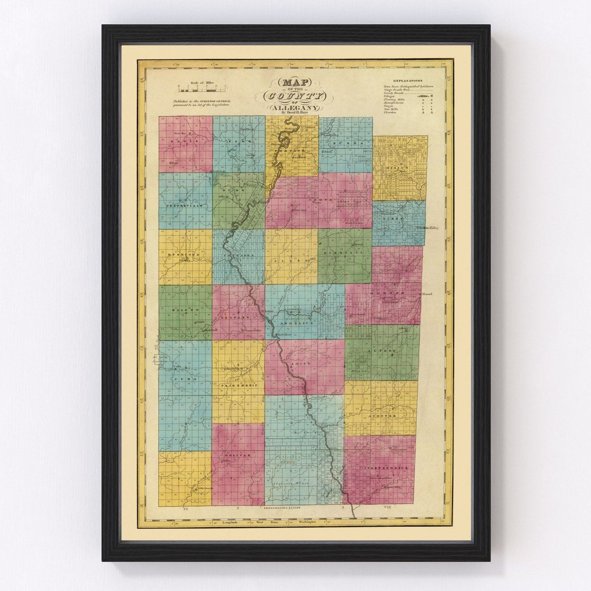 Allegany County Vintage Map 1829