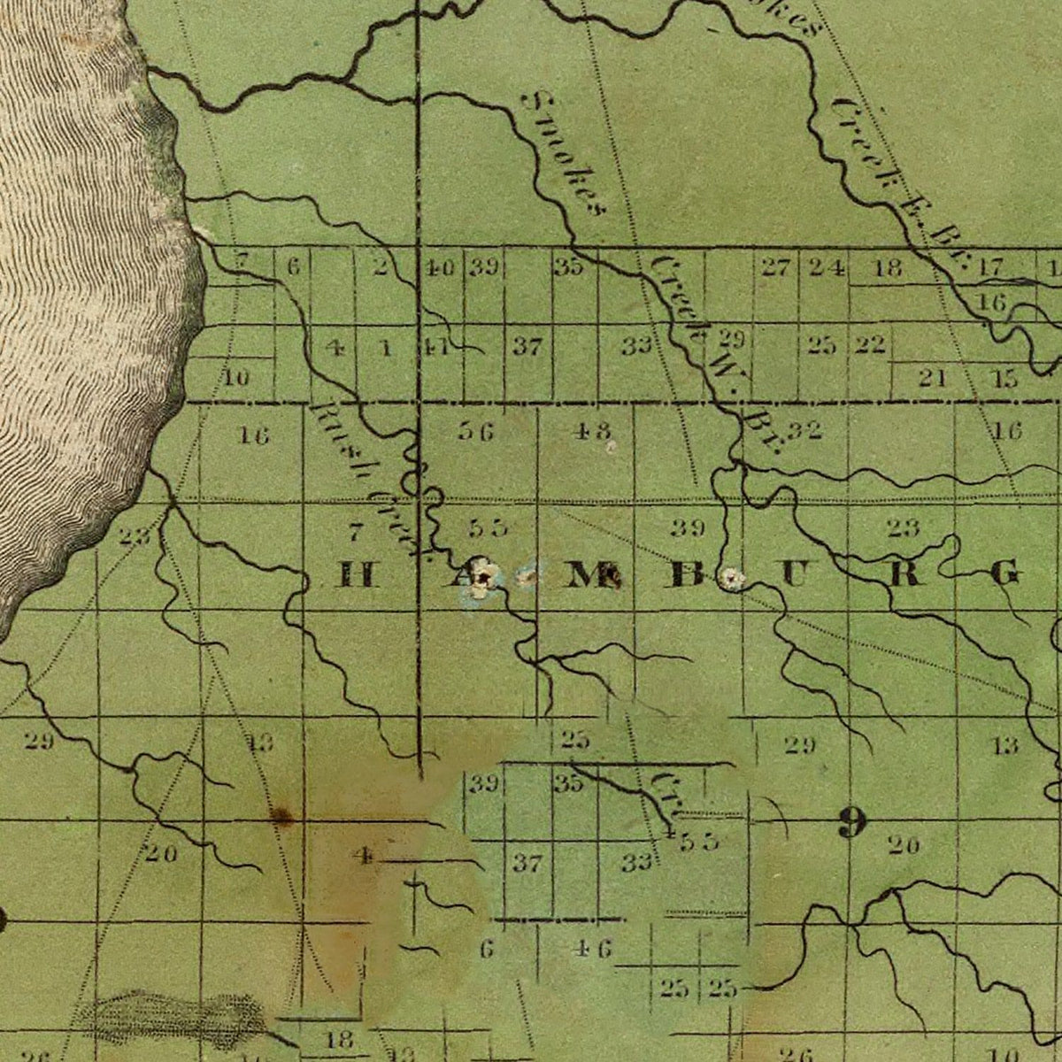 Restored historic details from the 1829 county map of Erie County, New York