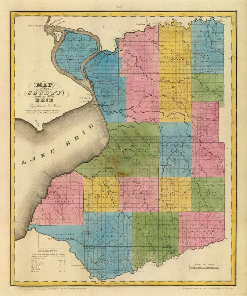 Size comparison using Vintage Map of Erie County, New York 1829