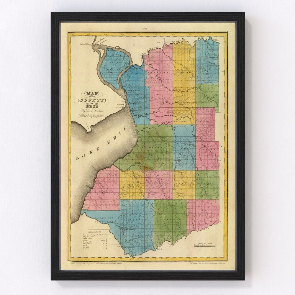 Erie County Vintage Map 1829