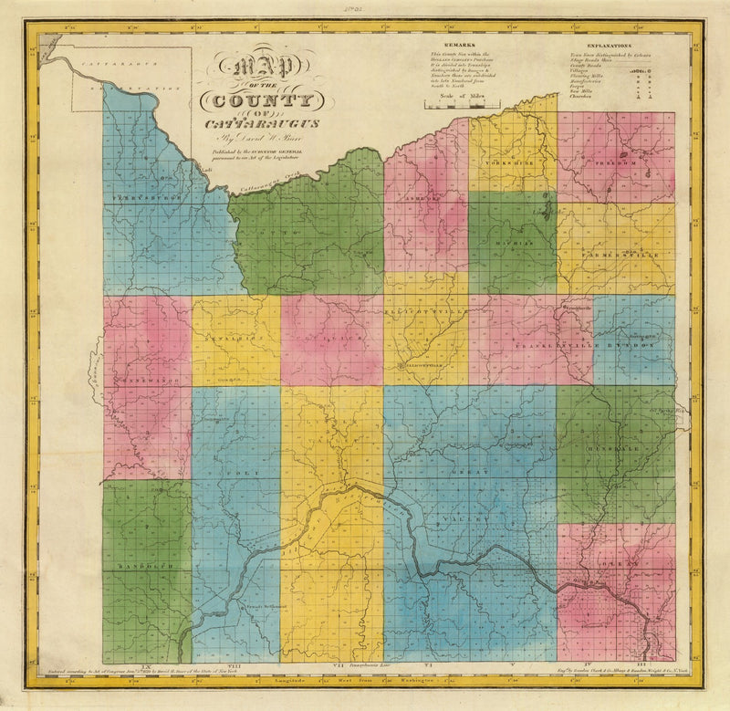 Size comparison using Vintage Map of Cattaraugus County, New York 1829