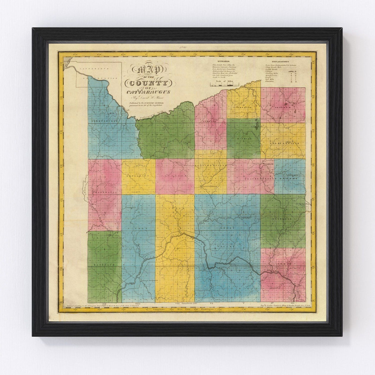 Cattaraugus County Vintage Map 1829