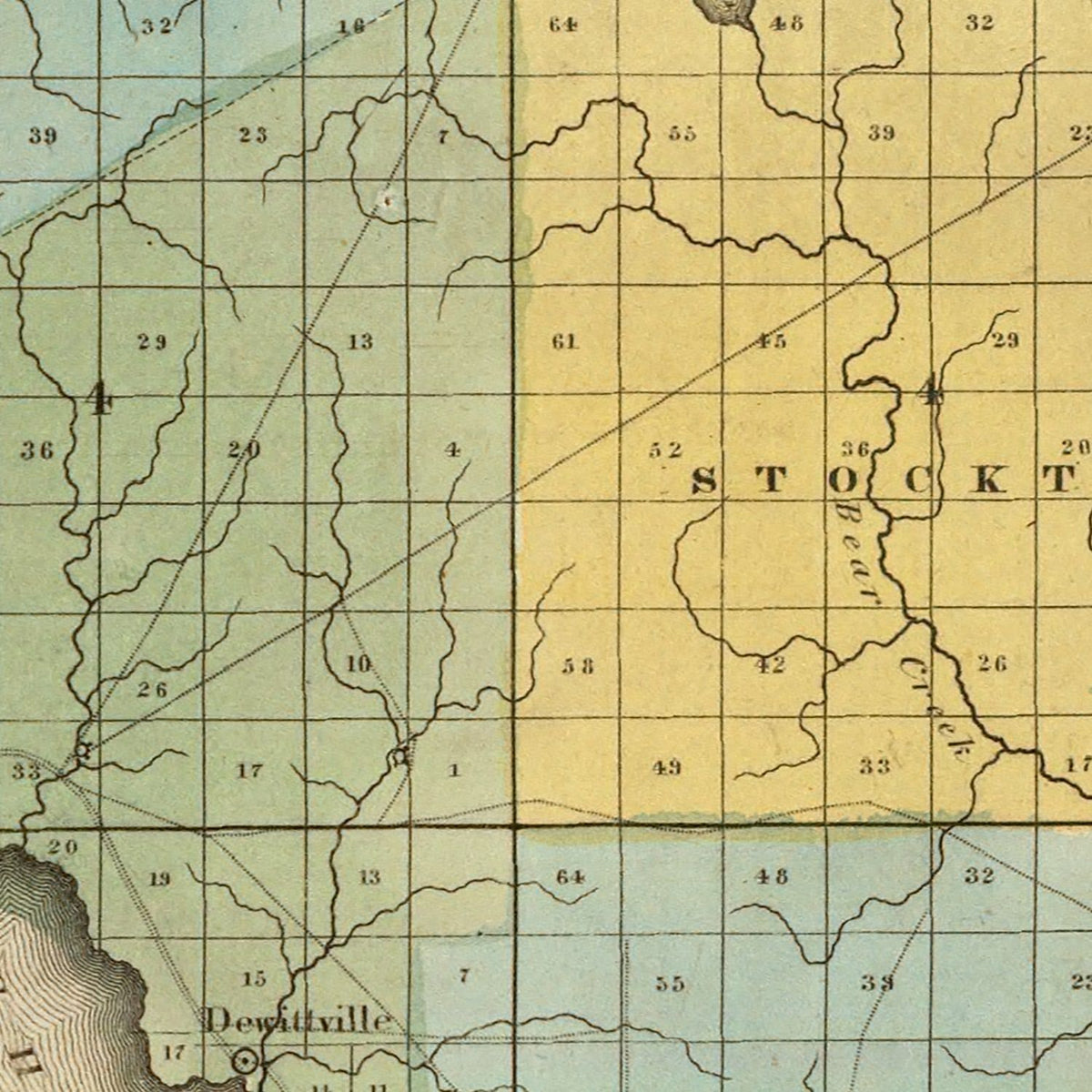 Restored historic details from the 1829 county map of Chautauqua County, New York
