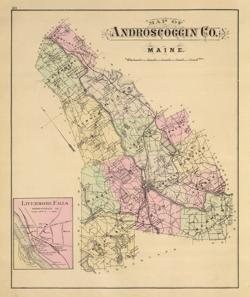 Size comparison using Vintage Map of Androscoggin County, Maine 1885