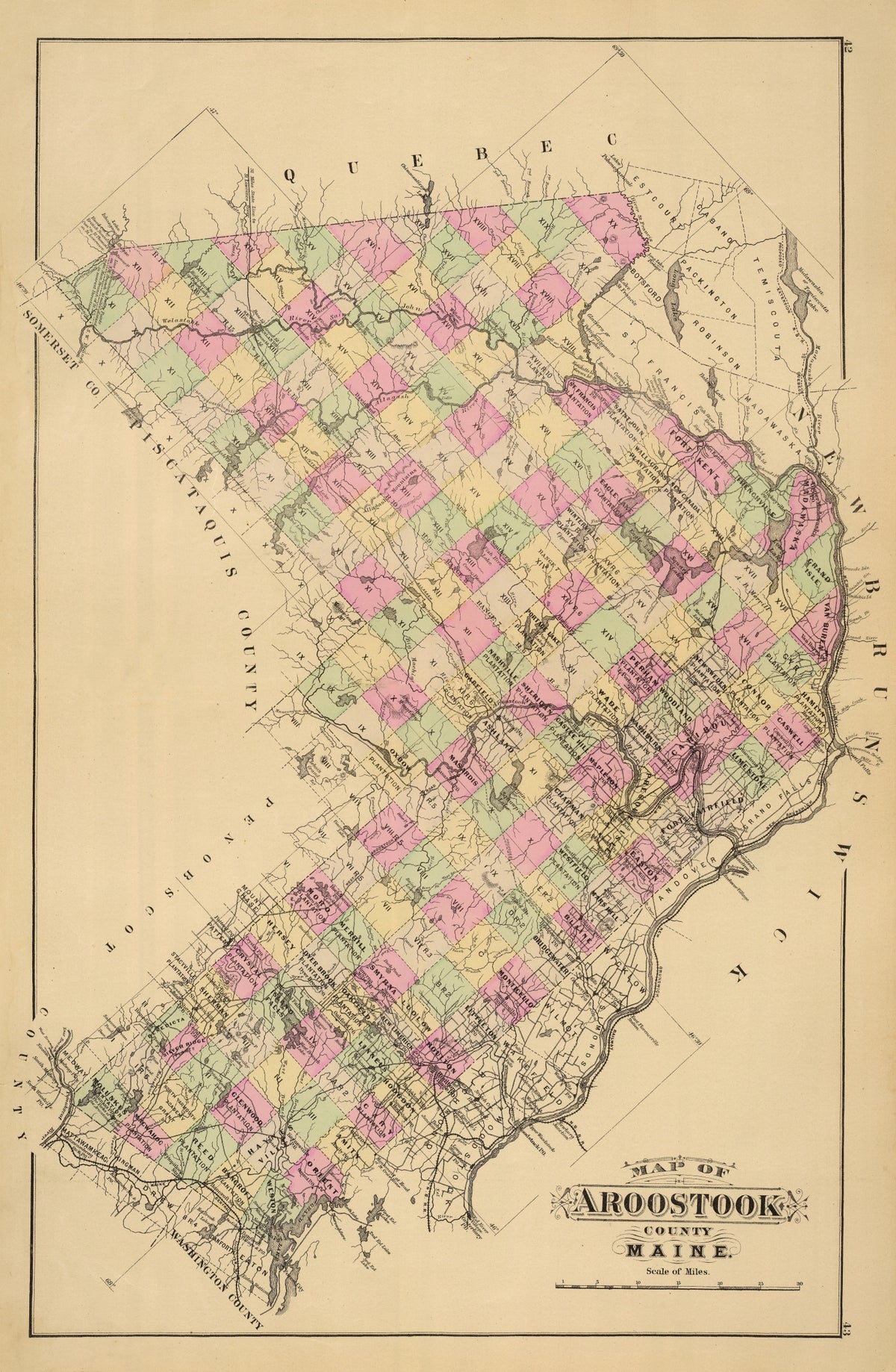 Preview of Vintage Map of Aroostook County, Maine 1885