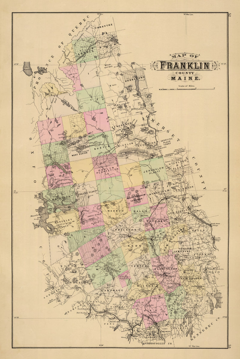 Size comparison using Vintage Map of Franklin County, Maine 1885