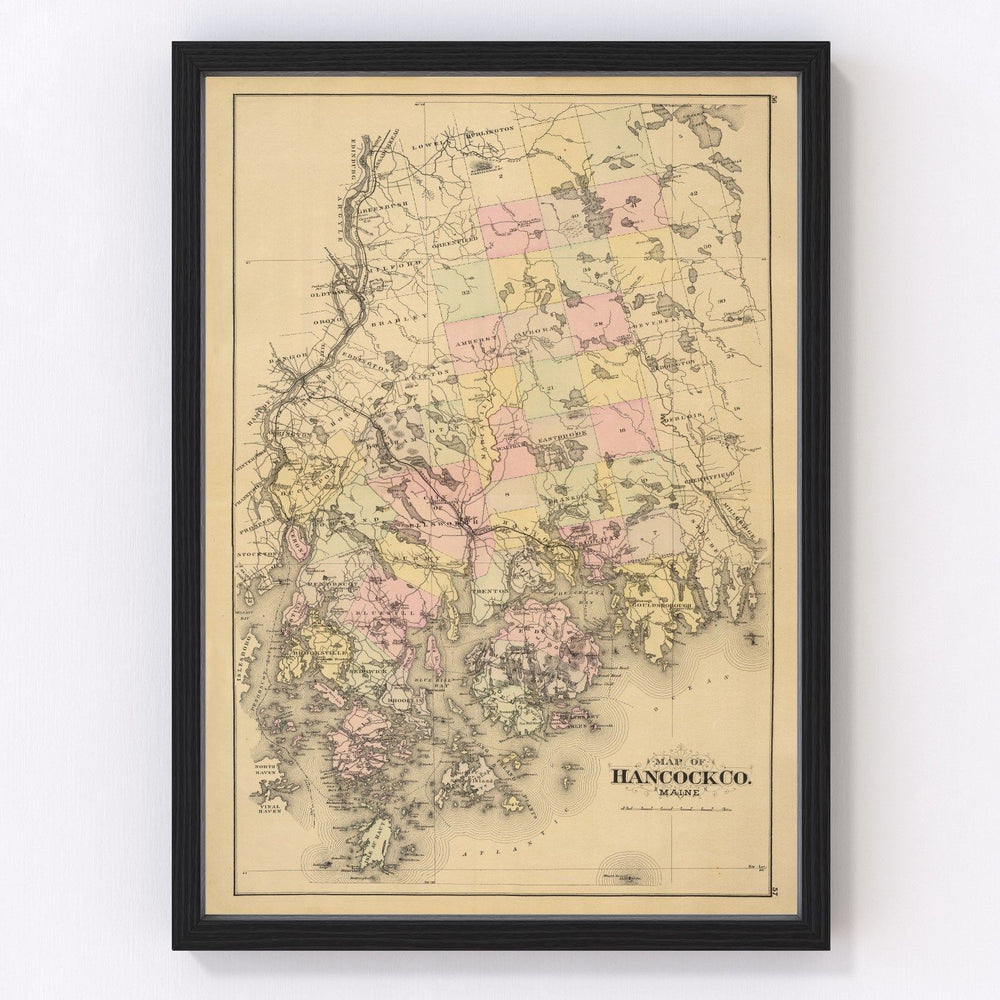 Hancock County Vintage Map 1885
