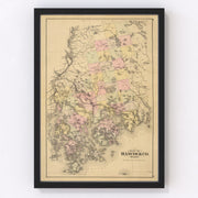 Hancock County Vintage Map 1885