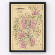 Kennebec County Vintage Map 1885