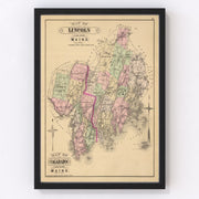 Lincoln County Vintage Map 1885