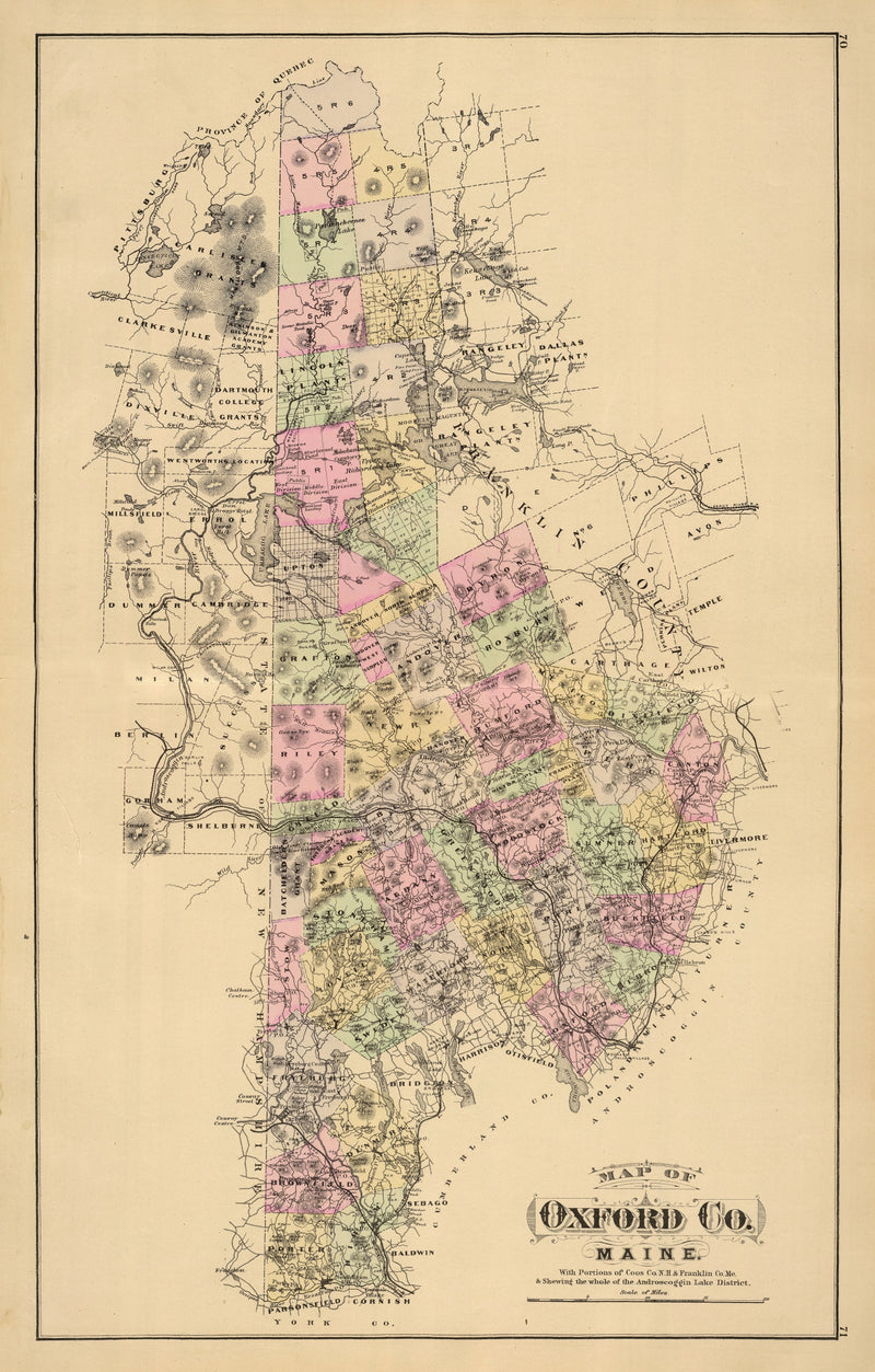 Size comparison using Vintage Map of Oxford County, Maine 1885
