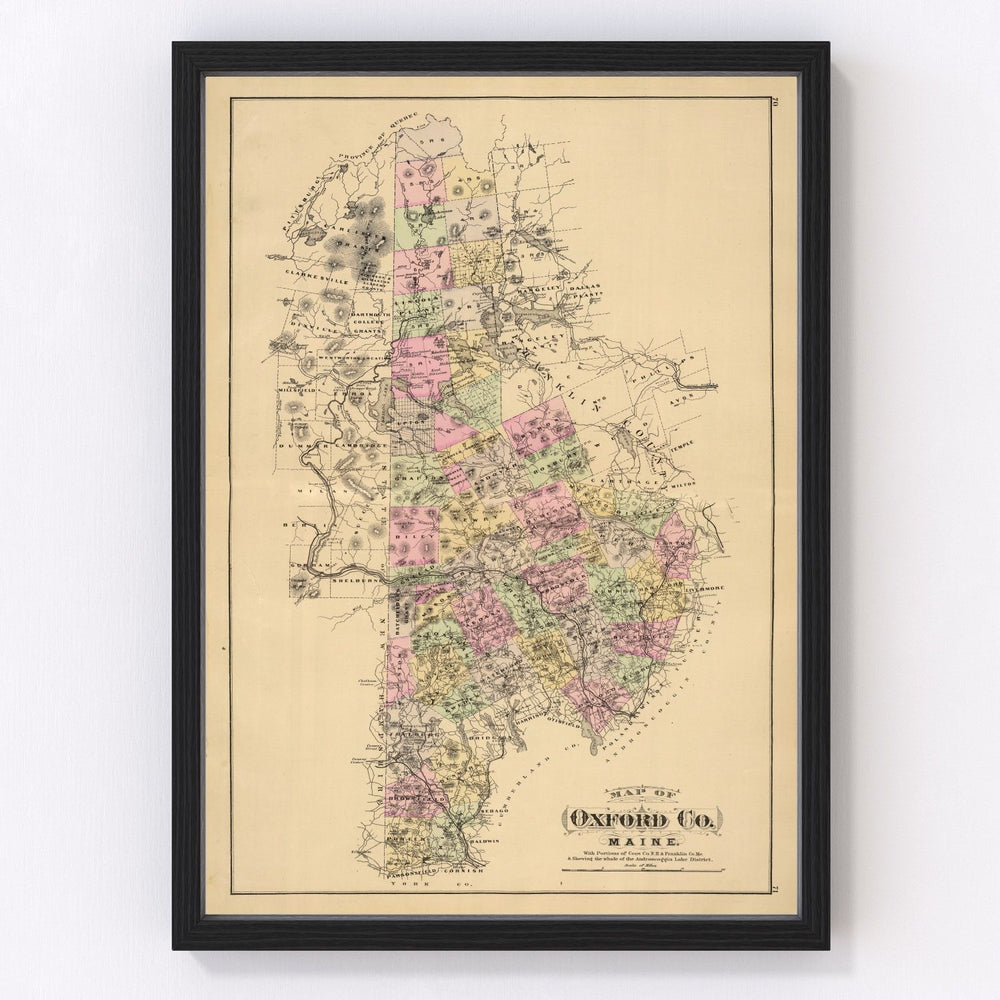 Oxford County Vintage Map 1885