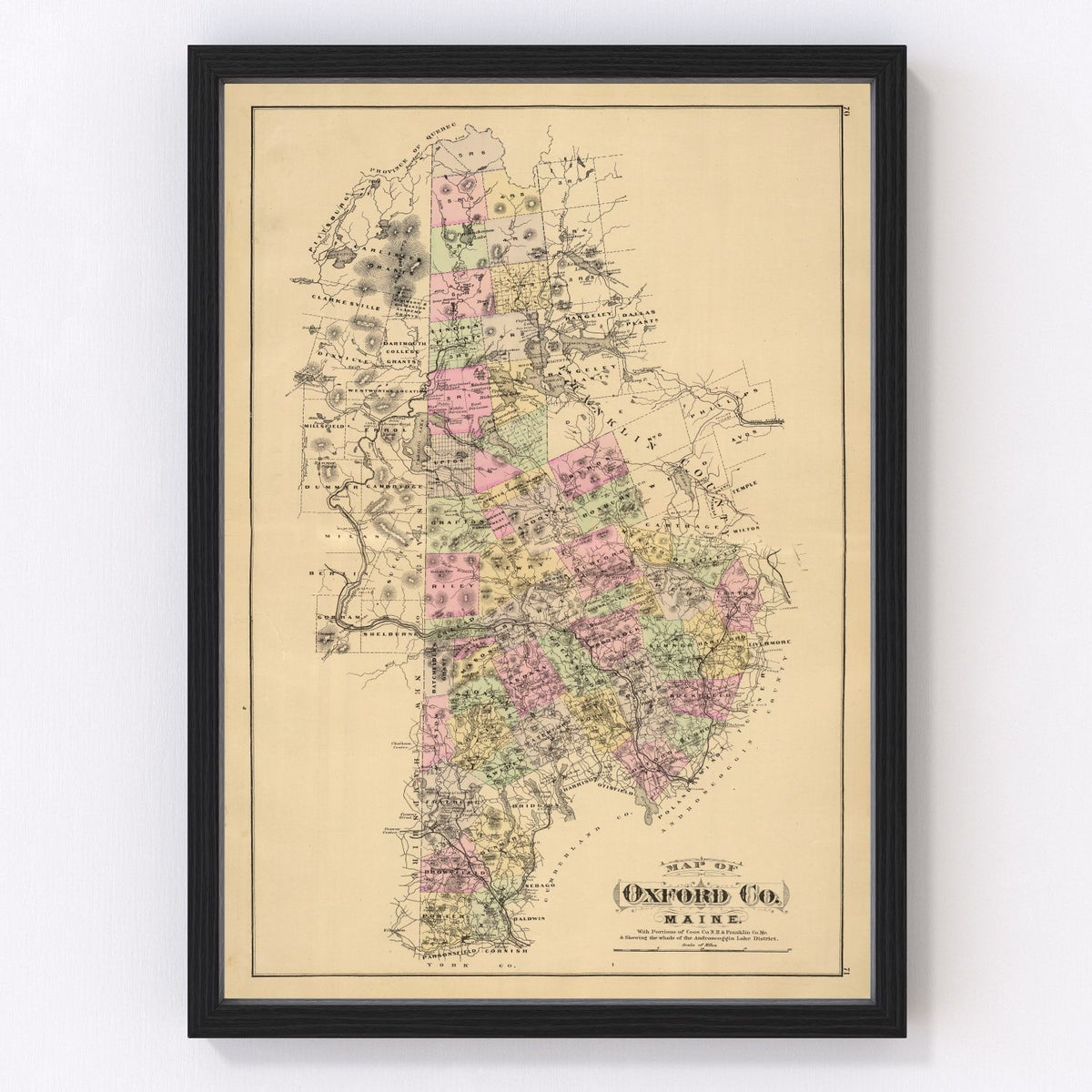 Oxford County Vintage Map 1885