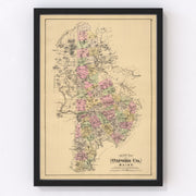 Oxford County Vintage Map 1885