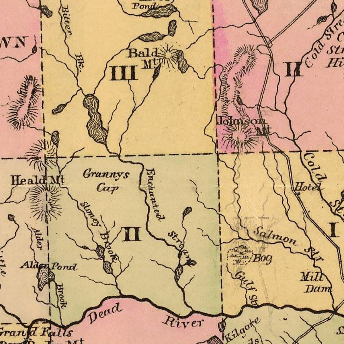 Restored historic details from the 1885 county map of Somerset County, Maine