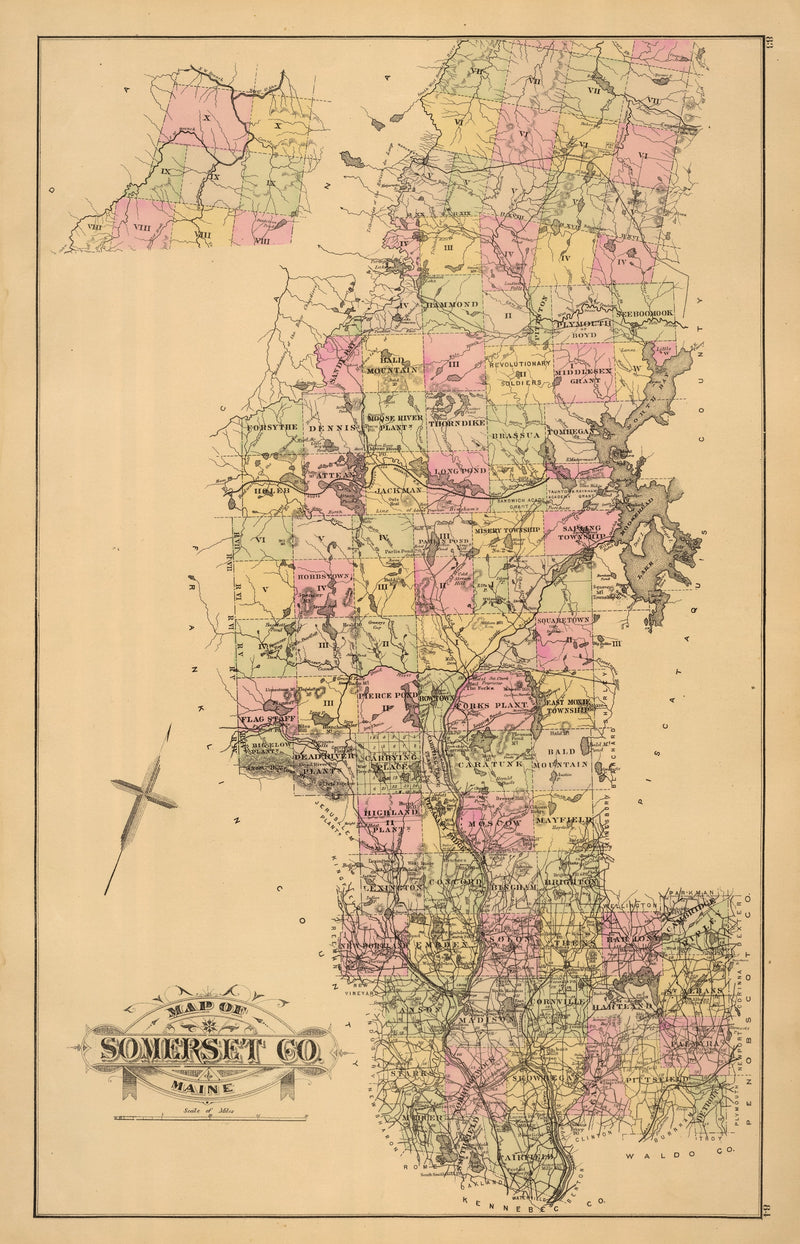 Size comparison using Vintage Map of Somerset County, Maine 1885