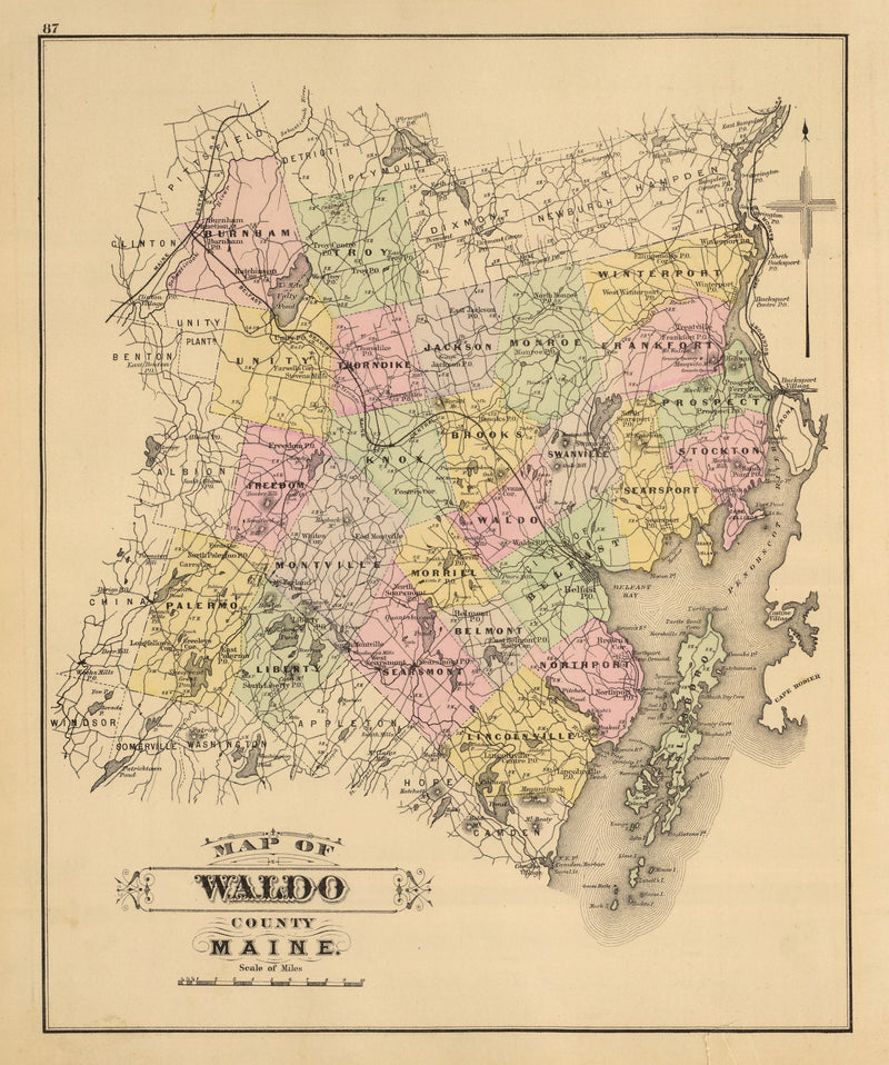 Size comparison using Vintage Map of Waldo County, Maine 1885