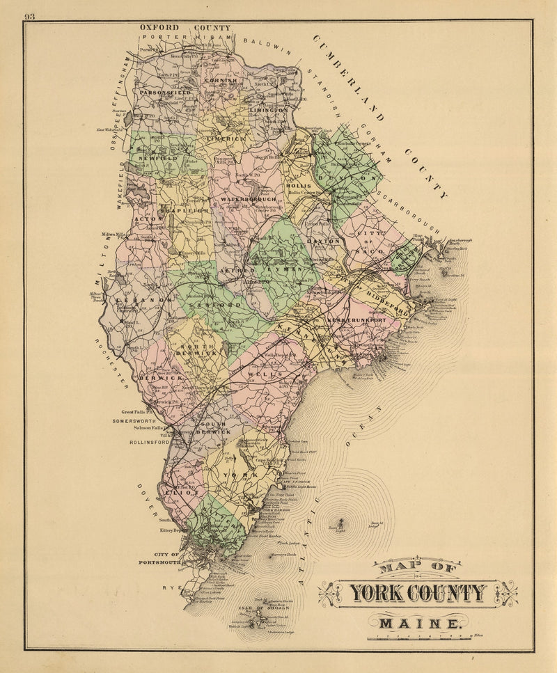 Size comparison using Vintage Map of York County, Maine 1885