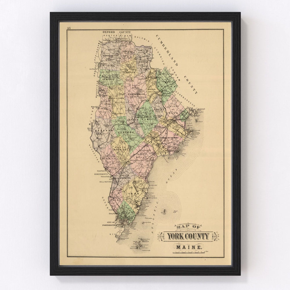 York County Vintage Map 1885