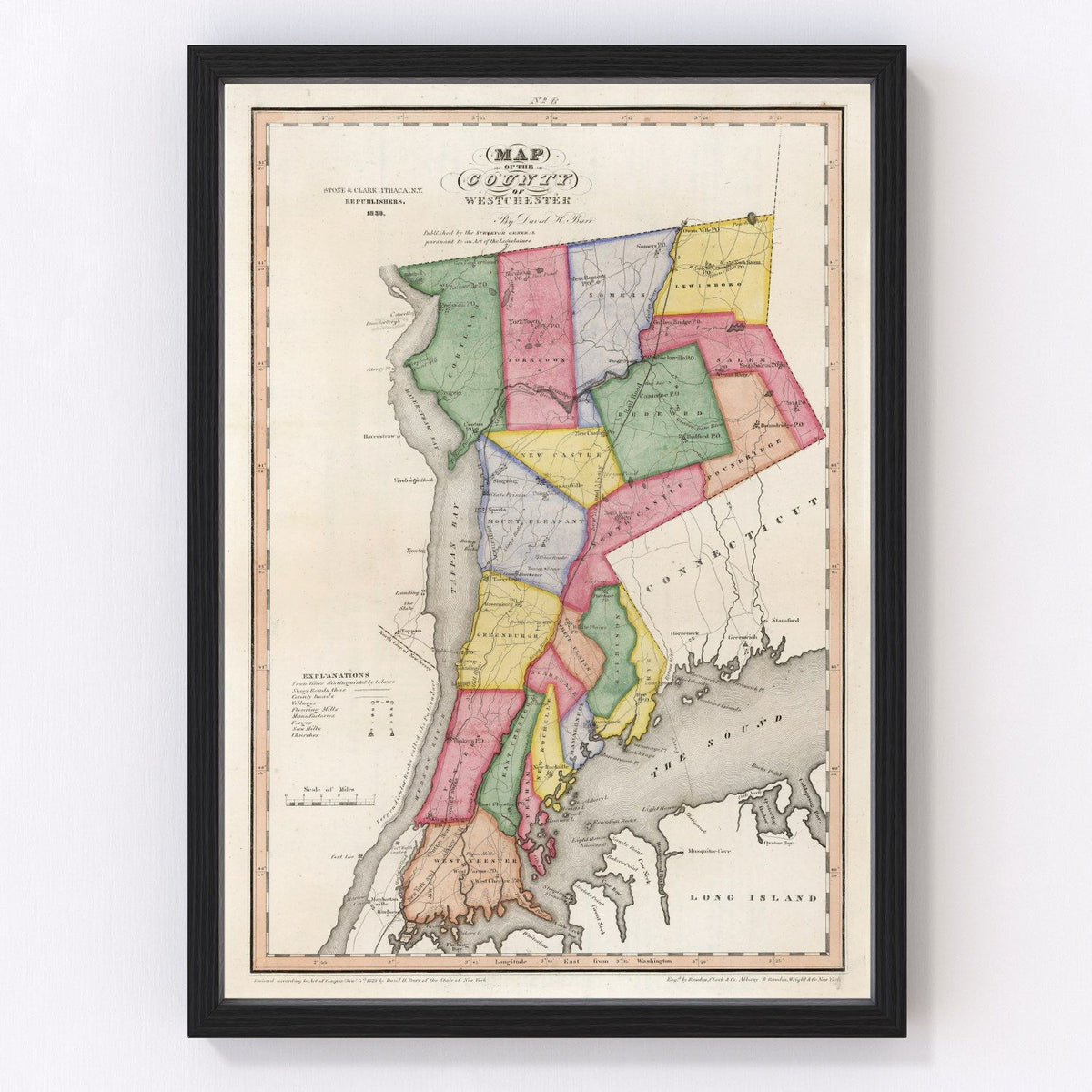 Westchester County Vintage Map 1839