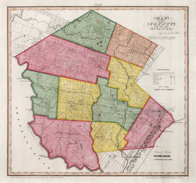 Size comparison using Vintage Map of Sullivan County, New York 1840