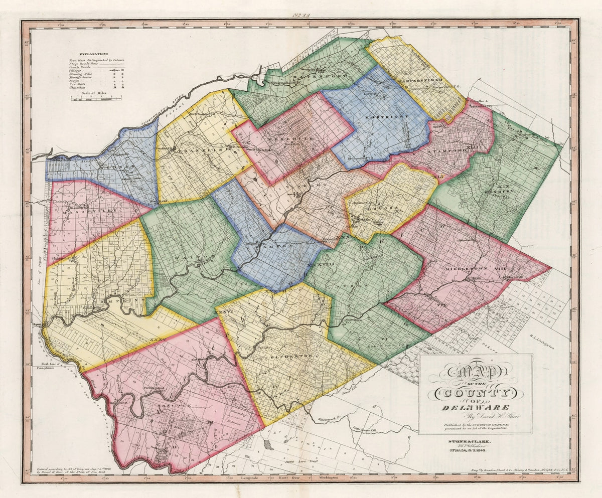 Preview of Vintage Map of Delaware County, New York 1840