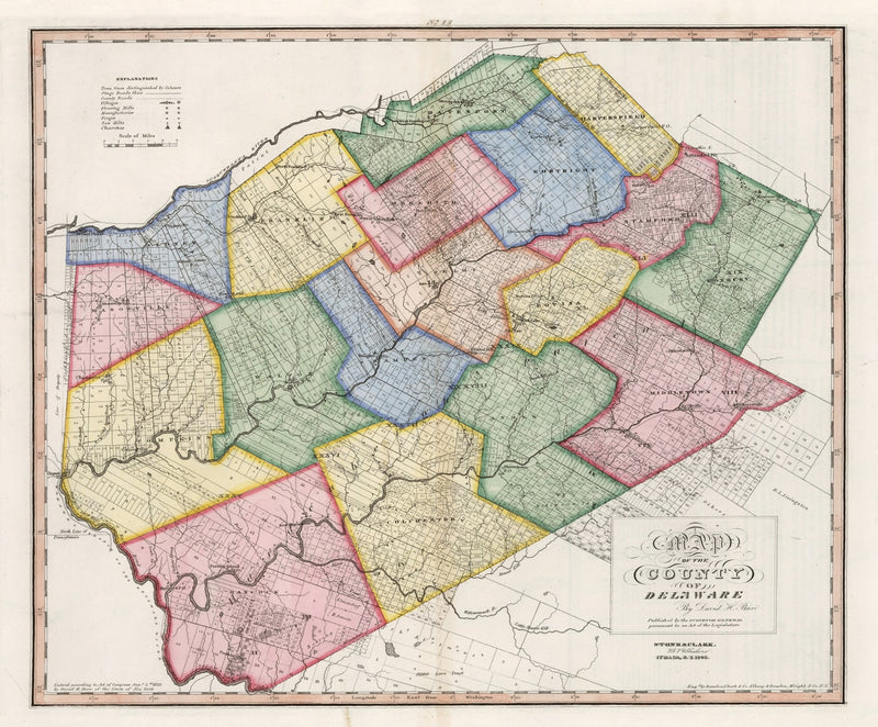 Size comparison using Vintage Map of Delaware County, New York 1840