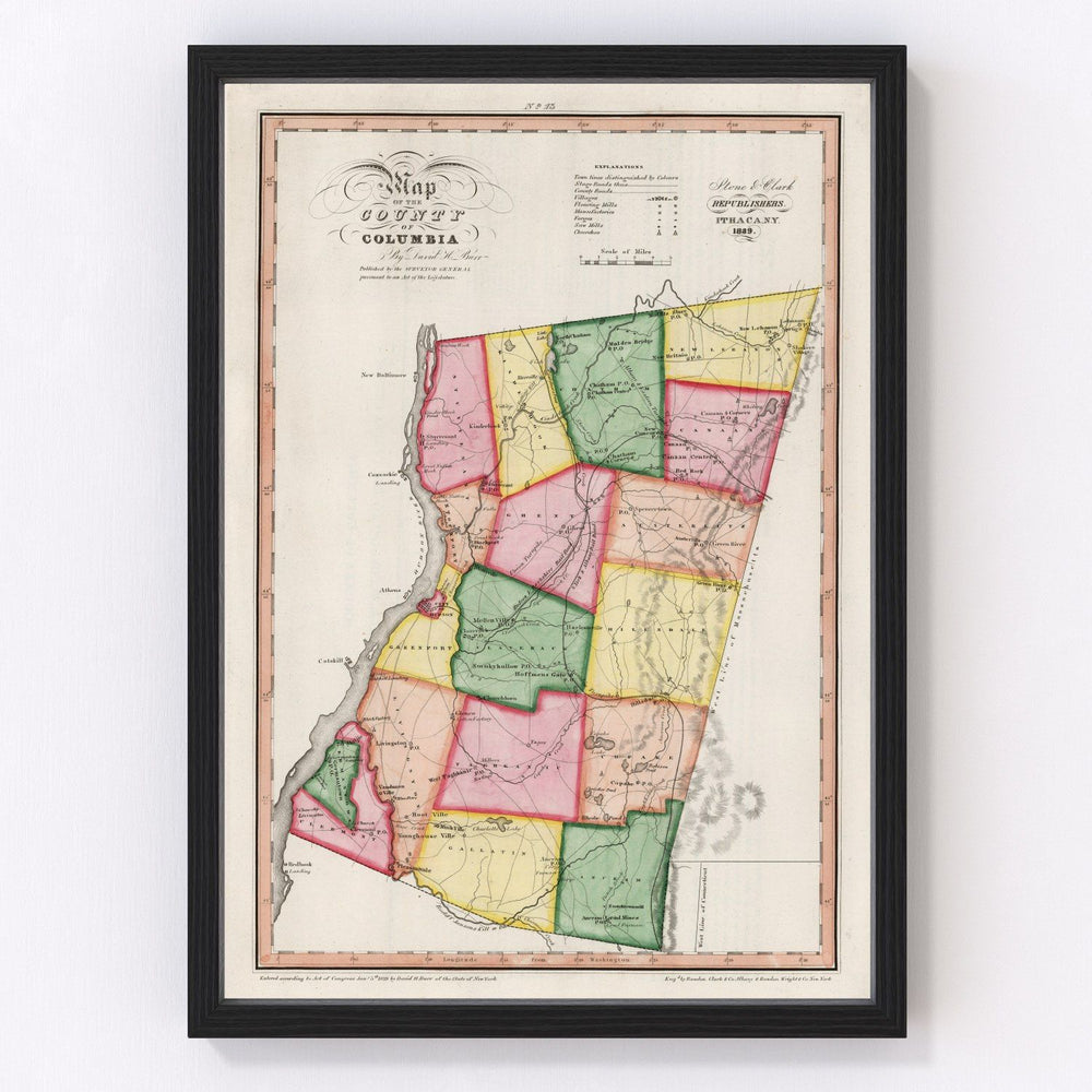 Columbia County Vintage Map 1839