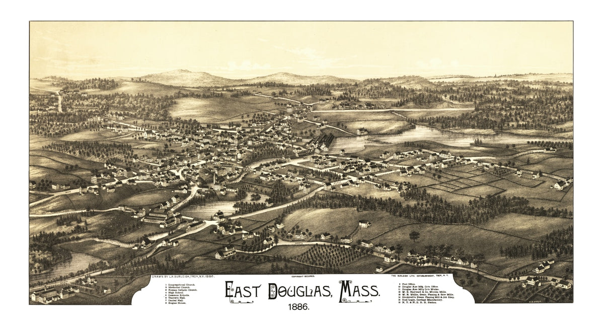 Preview of Vintage Map of East Douglas, Massachusetts 1886