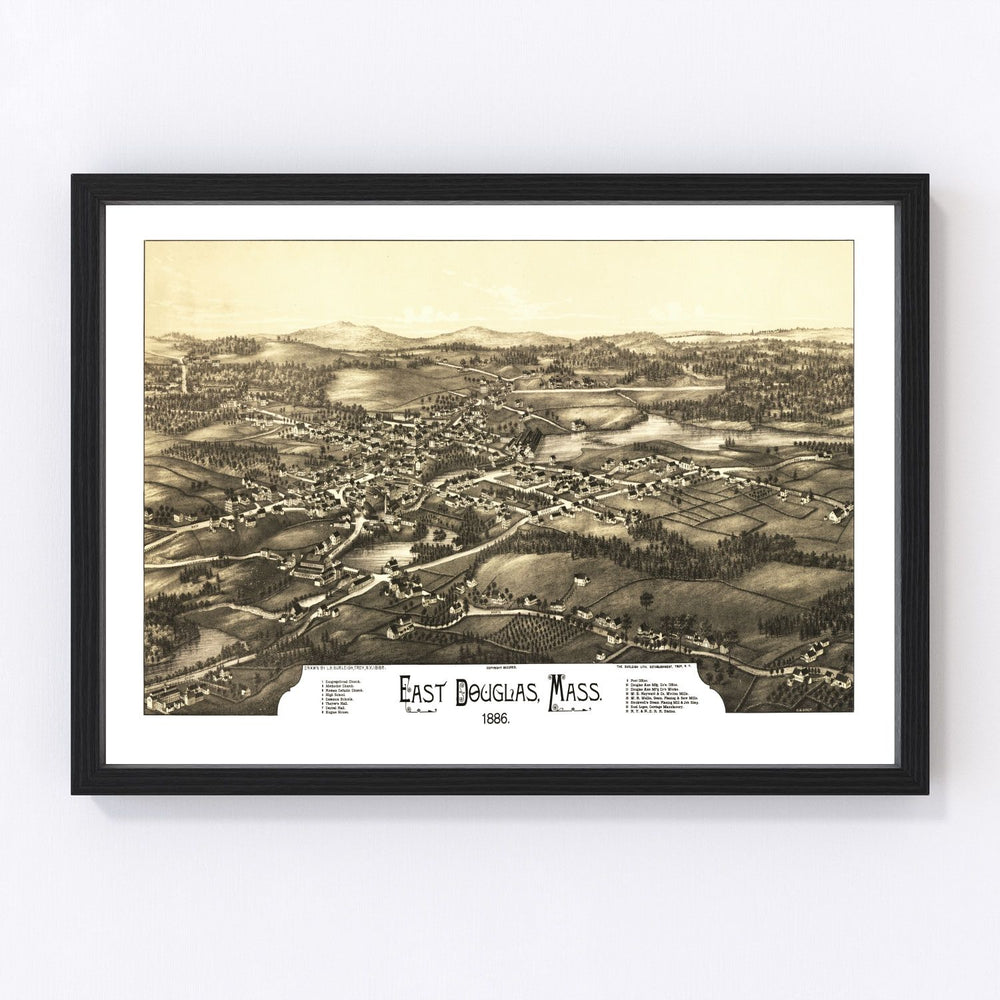 East Douglas Vintage Map 1886