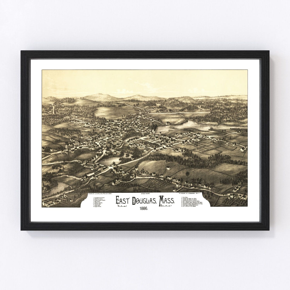 East Douglas Vintage Map 1886