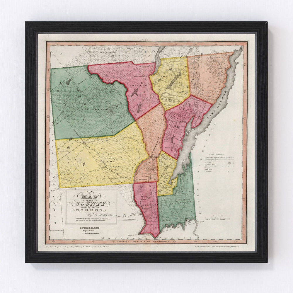 Warren County Vintage Map 1840