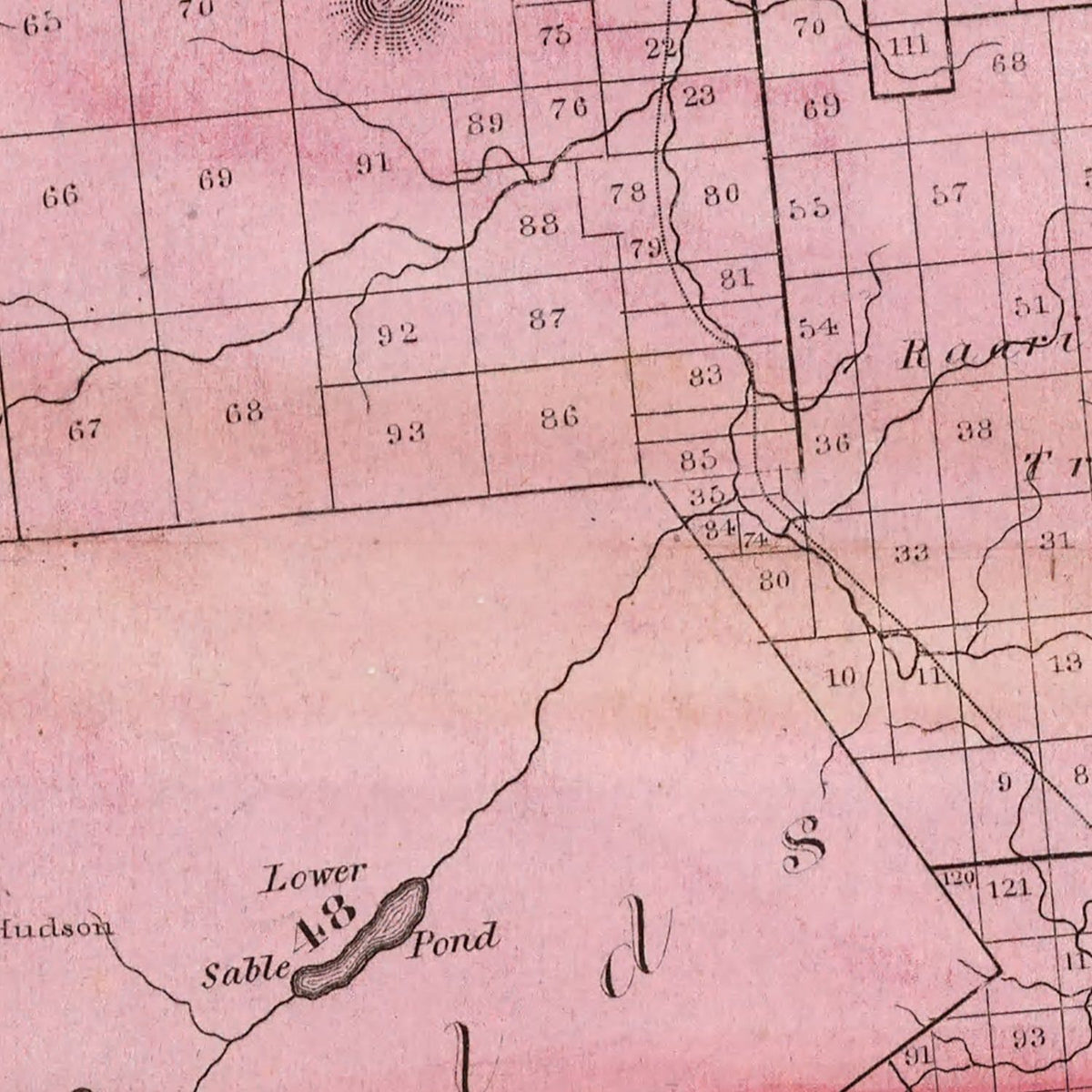 Restored historic details from the 1840 county map of Essex County, New York