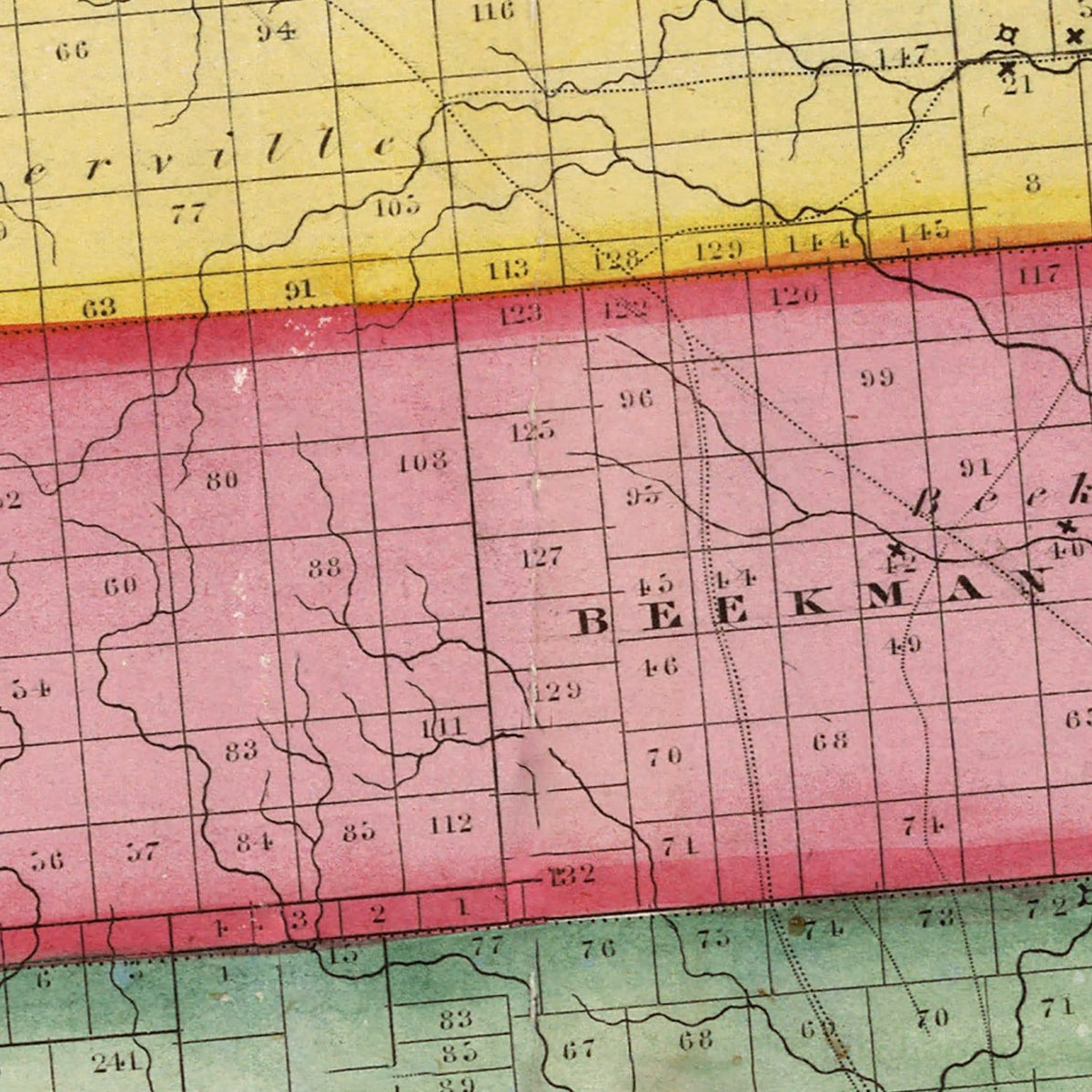 Restored historic details from the 1840 county map of Clinton County, New York