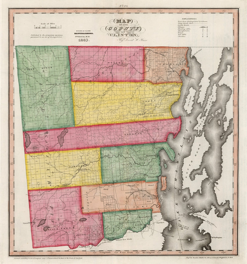 Size comparison using Vintage Map of Clinton County, New York 1840