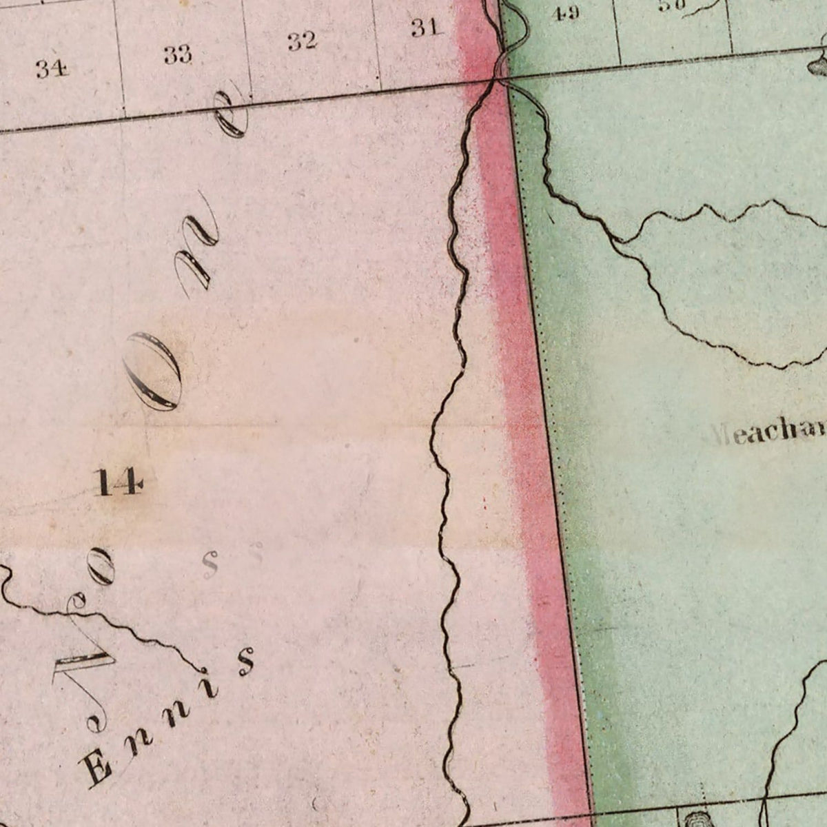 Restored historic details from the 1840 county map of Franklin County, New York