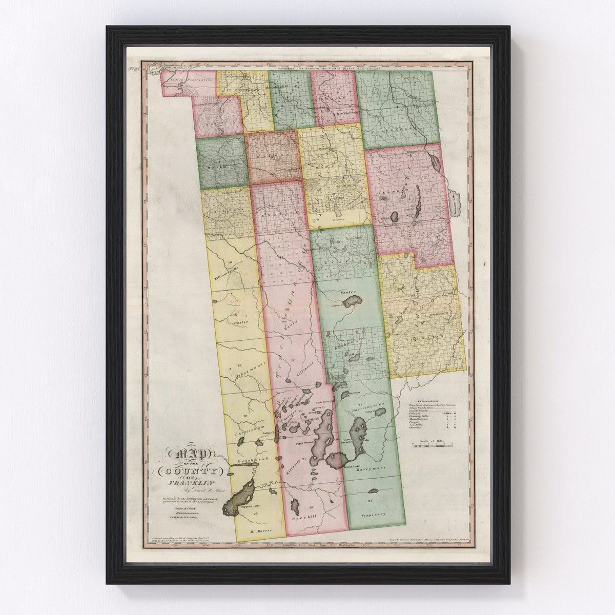 Franklin County Vintage Map 1840