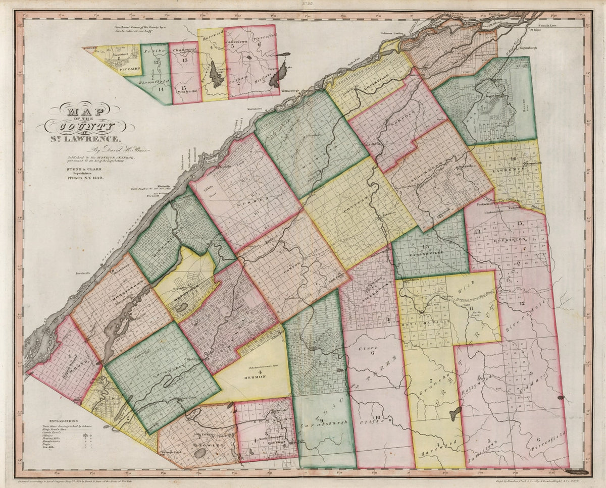 Preview of Vintage Map of St. Lawrence County, New York 1840