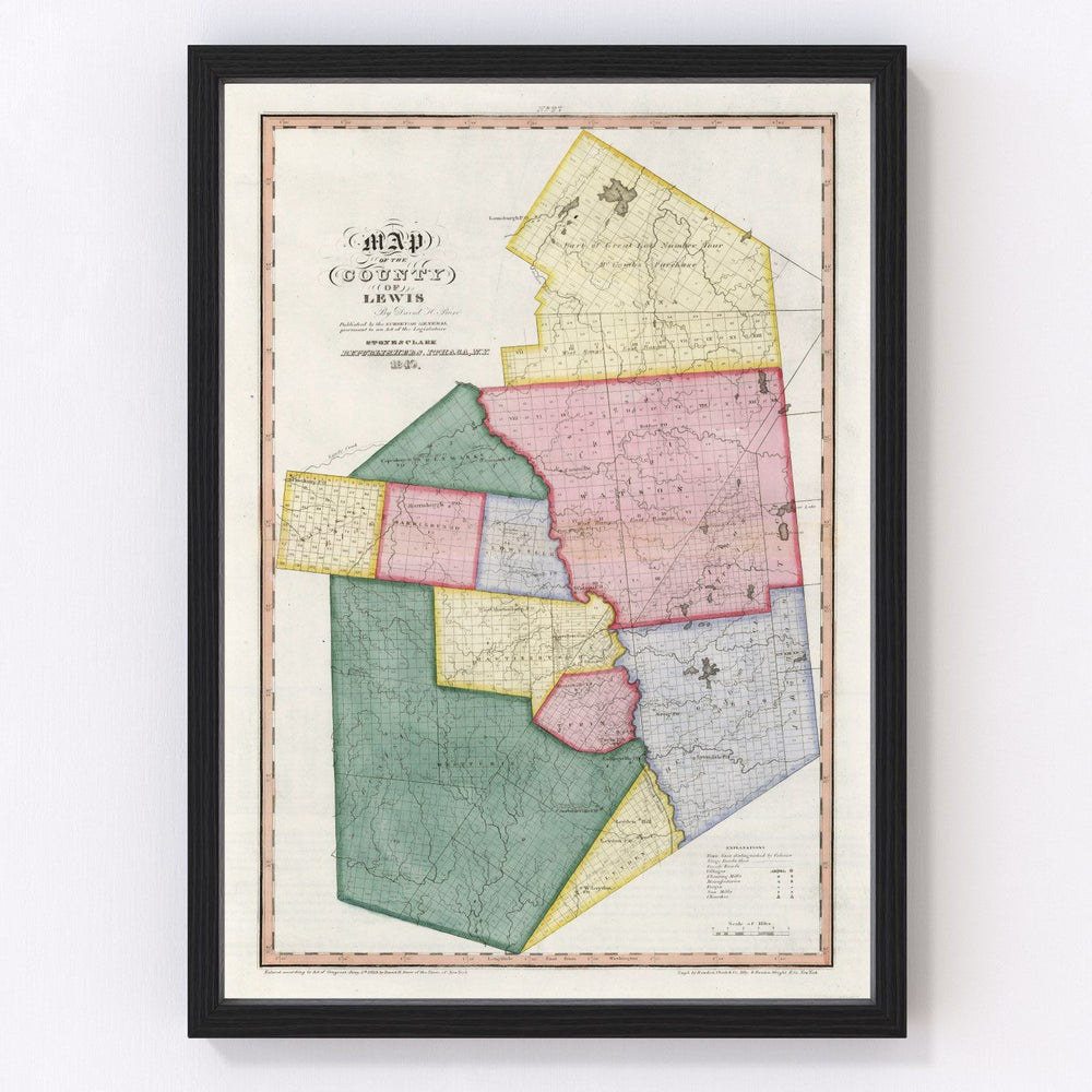 Lewis County Vintage Map 1840