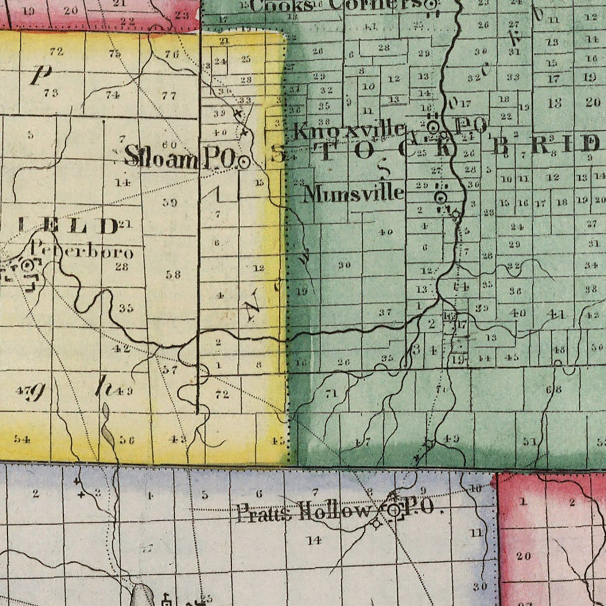 Restored historic details from the 1840 county map of Madison County, New York