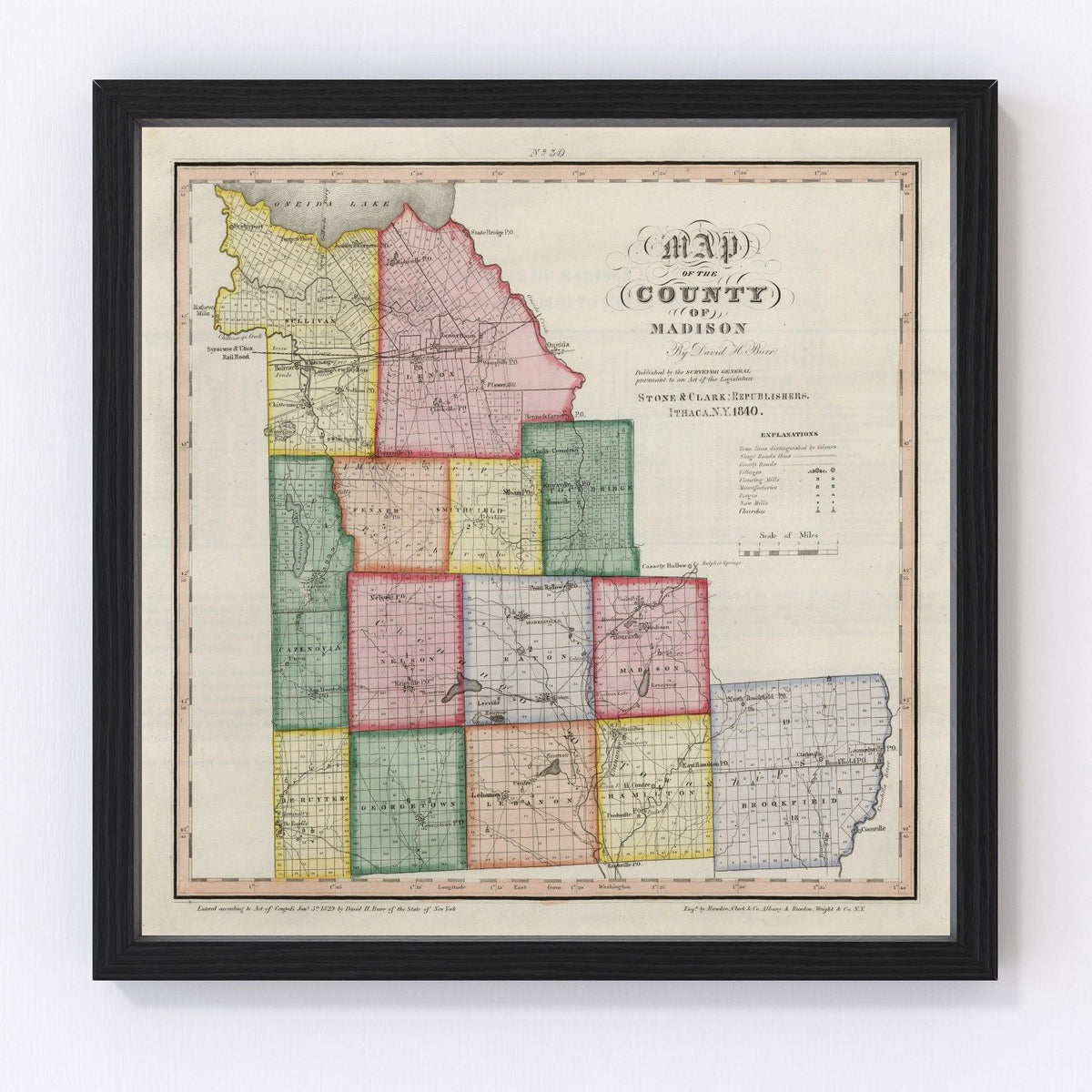 Madison County Vintage Map 1840