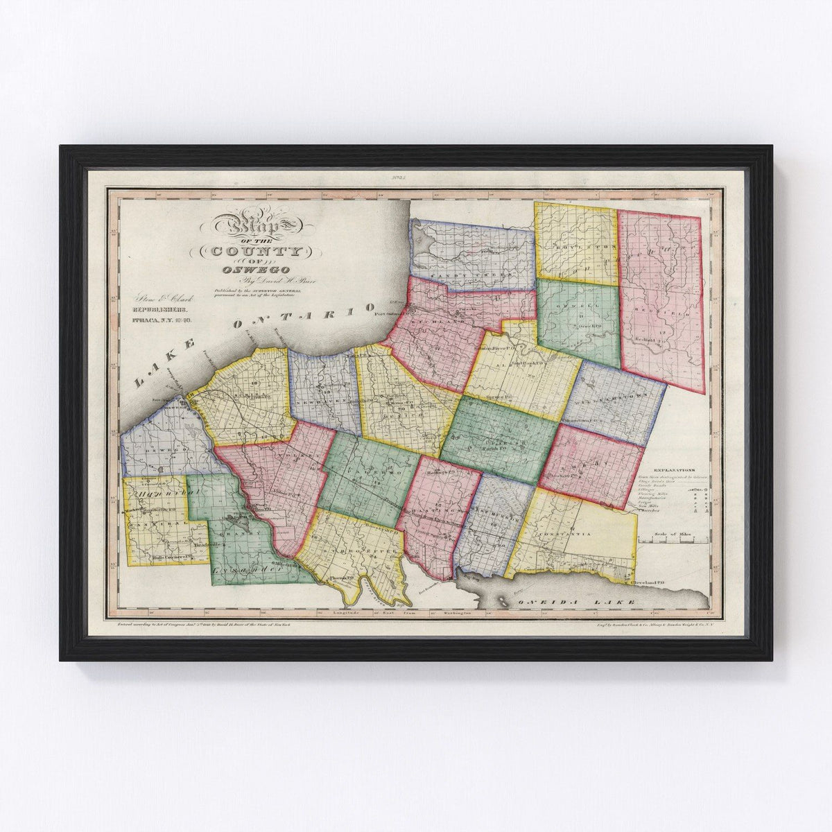 Oswego County Vintage Map 1840