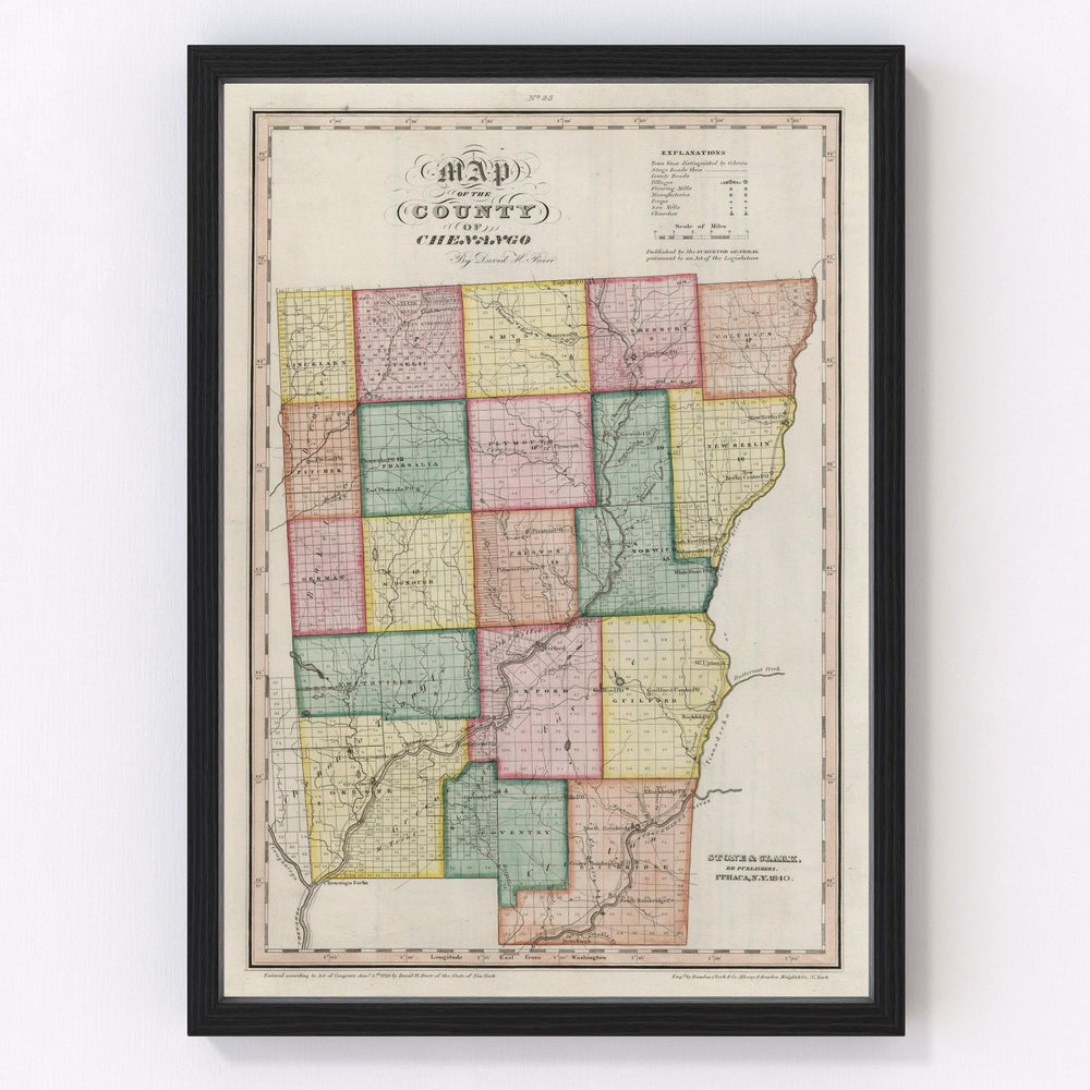 Chenango County Vintage Map 1840