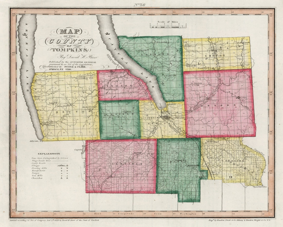 Preview of Vintage Map of Tompkins County, New York 1840