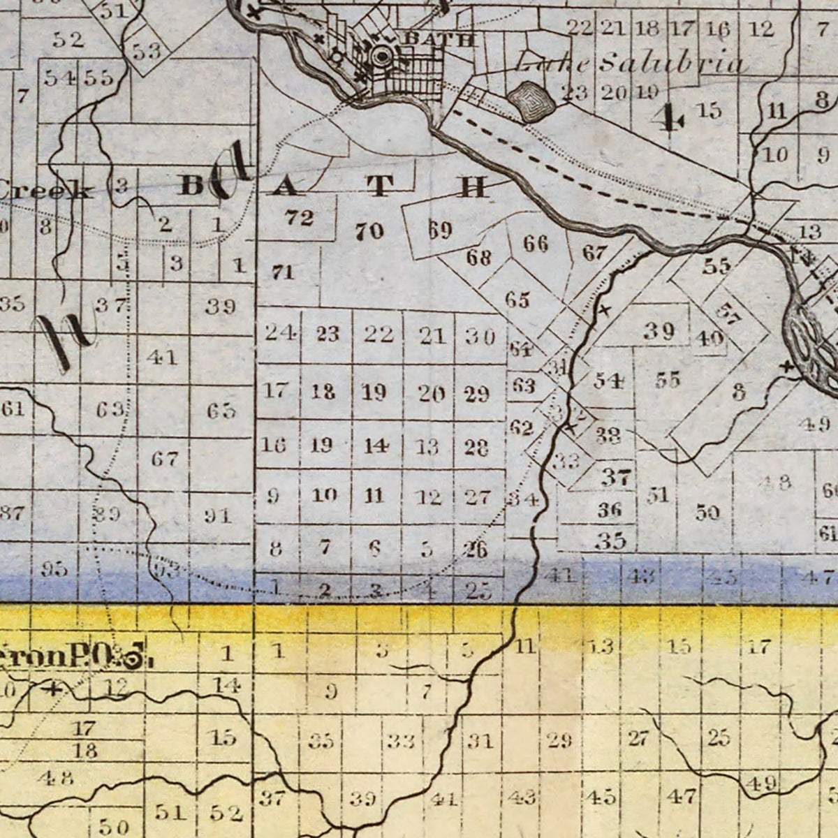 Restored historic details from the 1840 county map of Steuben County, New York